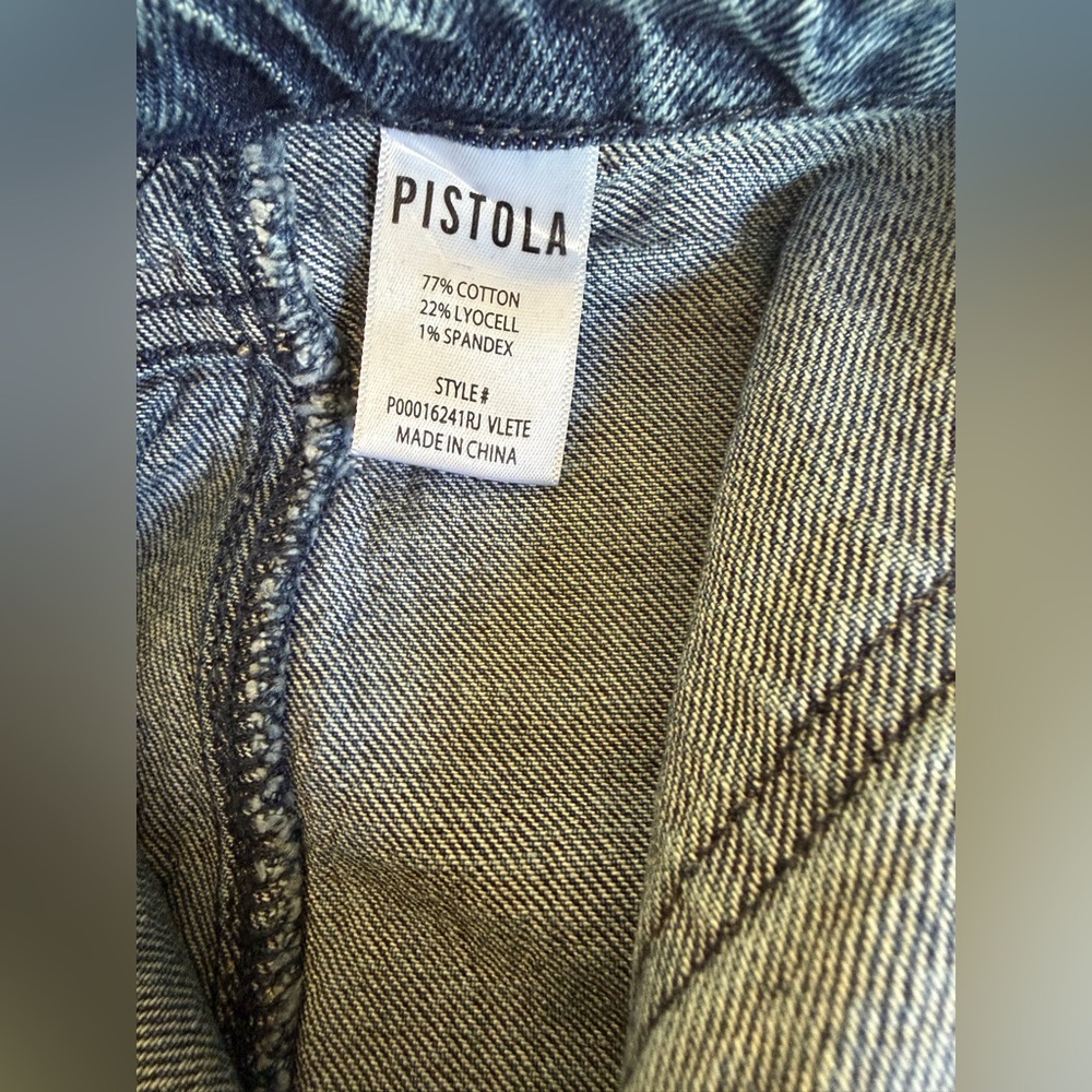 pistola Cropped High-Rise Wide Barrel Leg Jeans in Dark Blue Wash Baggy size 31 - Picture 6 of 6